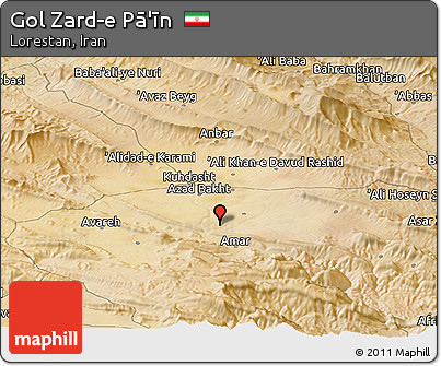 Satellite Panoramic Map of Gol Zard-e Pā'īn