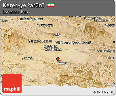 Satellite Panoramic Map of Kareh-ye Ẕarūnī