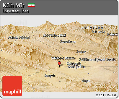 Satellite Panoramic Map of Kūh Mīr
