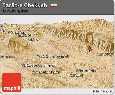 Satellite Panoramic Map of Sarāb-e Chekkeh