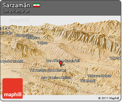 Satellite Panoramic Map of Sarzamān