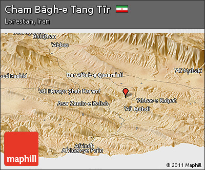 Satellite Panoramic Map of Cham Bāgh-e Tang Tīr