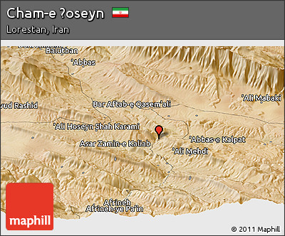 Satellite Panoramic Map of Cham-e Ḩoseyn