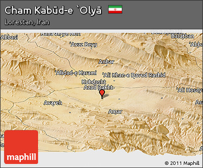 Satellite Panoramic Map of Cham Kabūd-e `Olyā