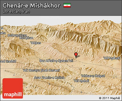 Satellite Panoramic Map of Chenār-e Mīshākhor
