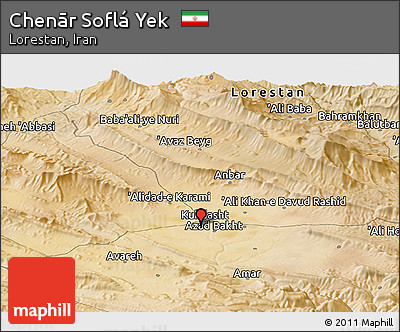 Satellite Panoramic Map of Chenār Soflá Yek