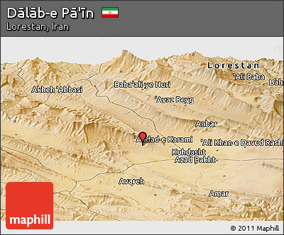 Satellite Panoramic Map of Dālāb-e Pā'īn