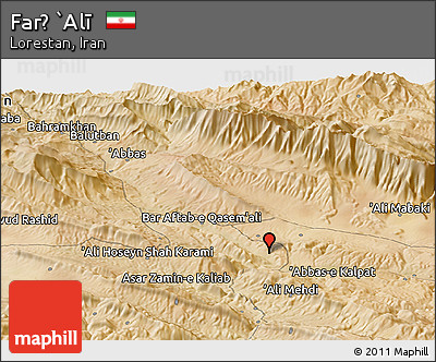 Satellite Panoramic Map of Farẕ `Alī