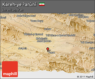 Satellite Panoramic Map of Kareh-ye Ẕarūnī