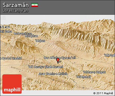 Satellite Panoramic Map of Sarzamān