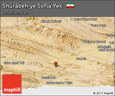 Satellite Panoramic Map of Shūrābeh-ye Soflá Yek