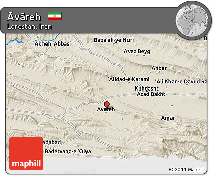 Shaded Relief Panoramic Map of Āvāreh