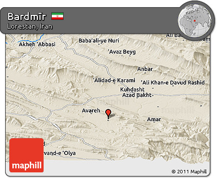 Shaded Relief Panoramic Map of Bardmīr