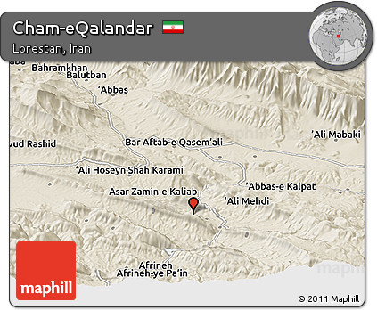 Shaded Relief Panoramic Map of Cham-eQalandar