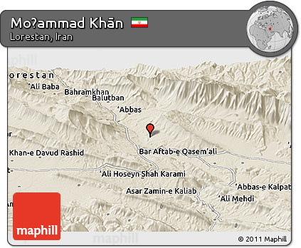 Shaded Relief Panoramic Map of Moḩammad Khān