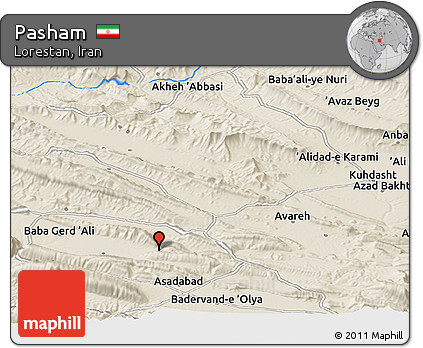Shaded Relief Panoramic Map of Pasham