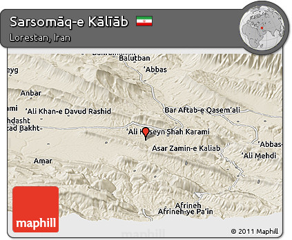 Shaded Relief Panoramic Map of Sarsomāq-e Kālīāb