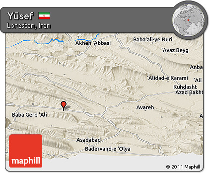 Shaded Relief Panoramic Map of Yūsef