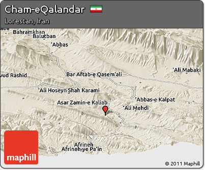 Shaded Relief Panoramic Map of Cham-eQalandar