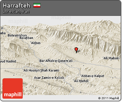 Shaded Relief Panoramic Map of Harrafteh