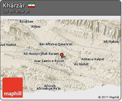 Shaded Relief Panoramic Map of Khārzār