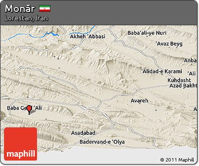 Shaded Relief Panoramic Map of Monār