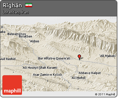 Shaded Relief Panoramic Map of Rīghān