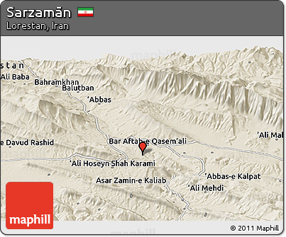 Shaded Relief Panoramic Map of Sarzamān