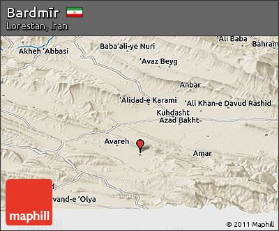 Shaded Relief Panoramic Map of Bardmīr