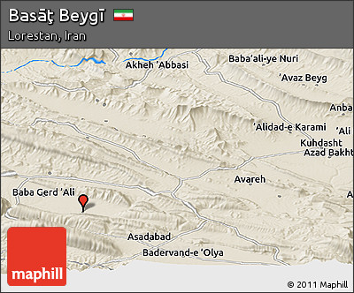 Shaded Relief Panoramic Map of Basāţ Beygī