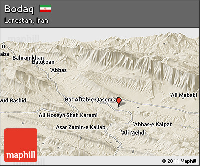 Shaded Relief Panoramic Map of Bodaq
