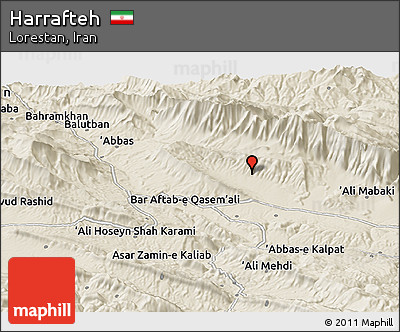 Shaded Relief Panoramic Map of Harrafteh