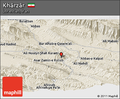 Shaded Relief Panoramic Map of Khārzār