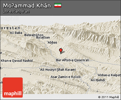 Shaded Relief Panoramic Map of Moḩammad Khān