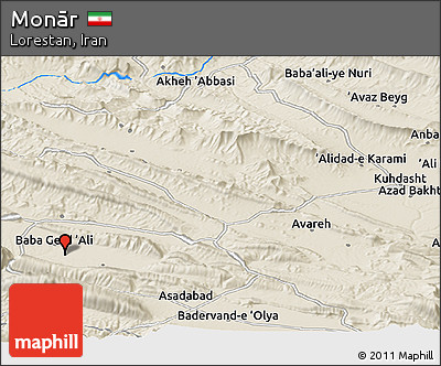 Shaded Relief Panoramic Map of Monār