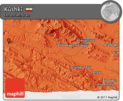 Political 3D Map of Kūshkī