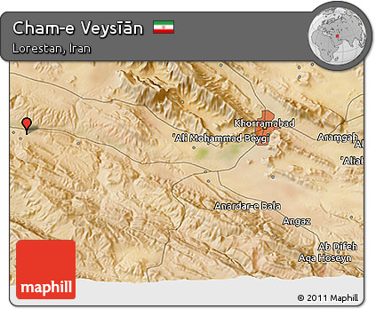 Satellite 3D Map of Cham-e Veysīān