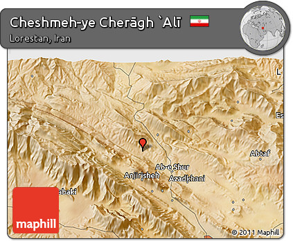 Satellite 3D Map of Cheshmeh-ye Cherāgh `Alī