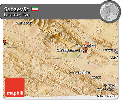 Satellite 3D Map of Sabzevār