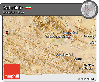 Satellite 3D Map of Zahrākār