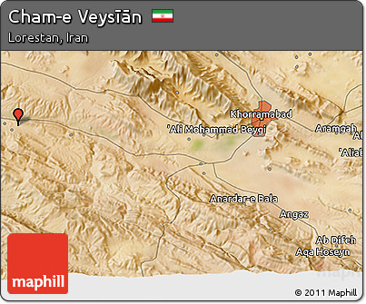 Satellite 3D Map of Cham-e Veysīān