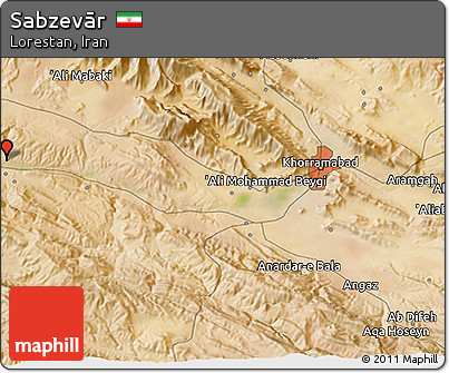 Satellite 3D Map of Sabzevār