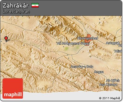 Satellite 3D Map of Zahrākār