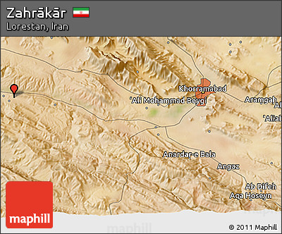 Satellite 3D Map of Zahrākār