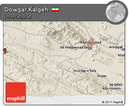 Shaded Relief 3D Map of Dowgar Kalgeh