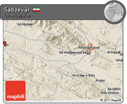 Shaded Relief 3D Map of Sabzevār