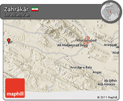 Shaded Relief 3D Map of Zahrākār