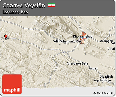 Shaded Relief 3D Map of Cham-e Veysīān