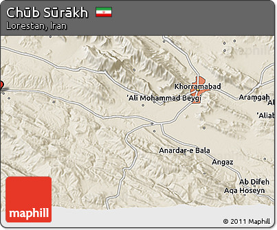 Shaded Relief 3D Map of Chūb Sūrākh