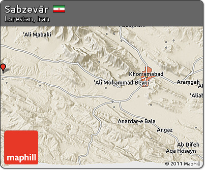 Shaded Relief 3D Map of Sabzevār